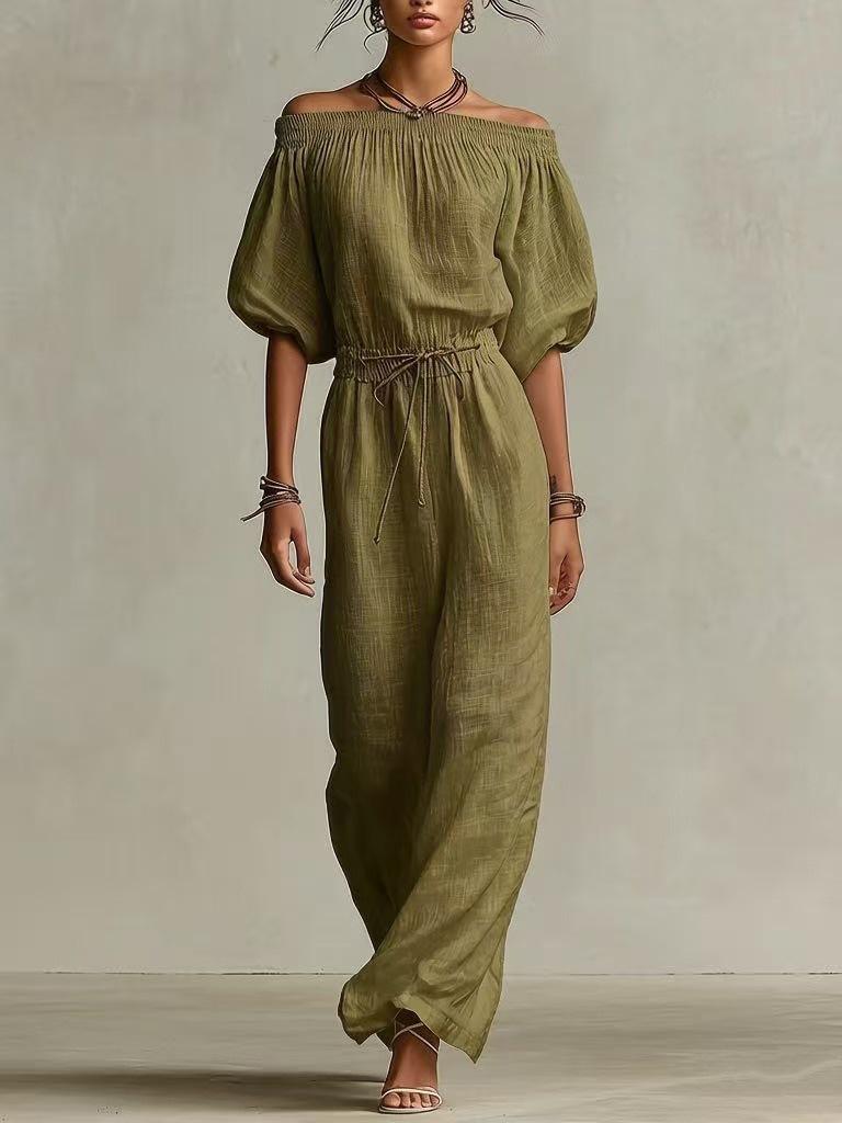 2026 Elegant Summer Casual Solid Color Women's Two-Piece Pants Suit
