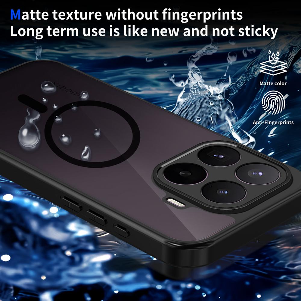 KEYSION Magnetic Phone Case for Xiaomi 17T Pro 5G Silicone+PC Matte Translucent Black Shockproof Cover for Xiaomi 17T 17T Pro