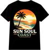 Strand Zonsondergang Palmboom T-shirt Tropische Zomer Zon Ziel Kust Grafisch T-shirt