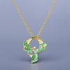 Creative Handmade Epoxy Green Leaf Pendant Necklace 925  Ladies Party Birthday Jewelry Gift