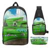 Animation Backpack, Super Mary Primary School Student Print Children'S Backpack Satchel Pencil Case Three-Piece Set