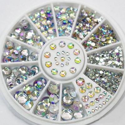 Wheel Mixed Nail Art Tips Glitters Rhinestones Slice Decoration Manicure