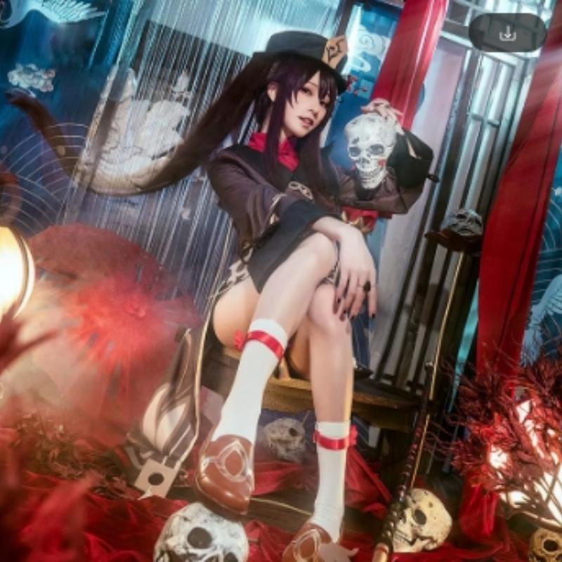 Impact Hutao Cosplay Costume Shoes Uniform Wig Chinese Style Halloween Costumes for Women Game Hu Tao
