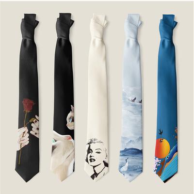 Cravate imprimée créative pour hommes et femmes, cravate décontractée et amusante avec Animal Rose et tigre