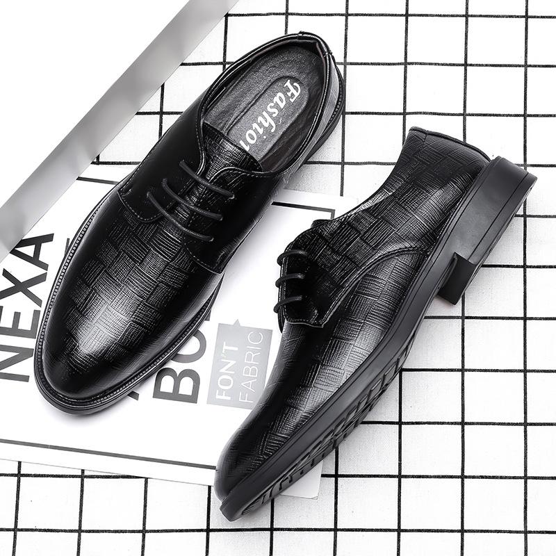 Leather shoes men's business dress high-end sense pointed head inner height increase casual shoes British groom wedding leather soft leather suit