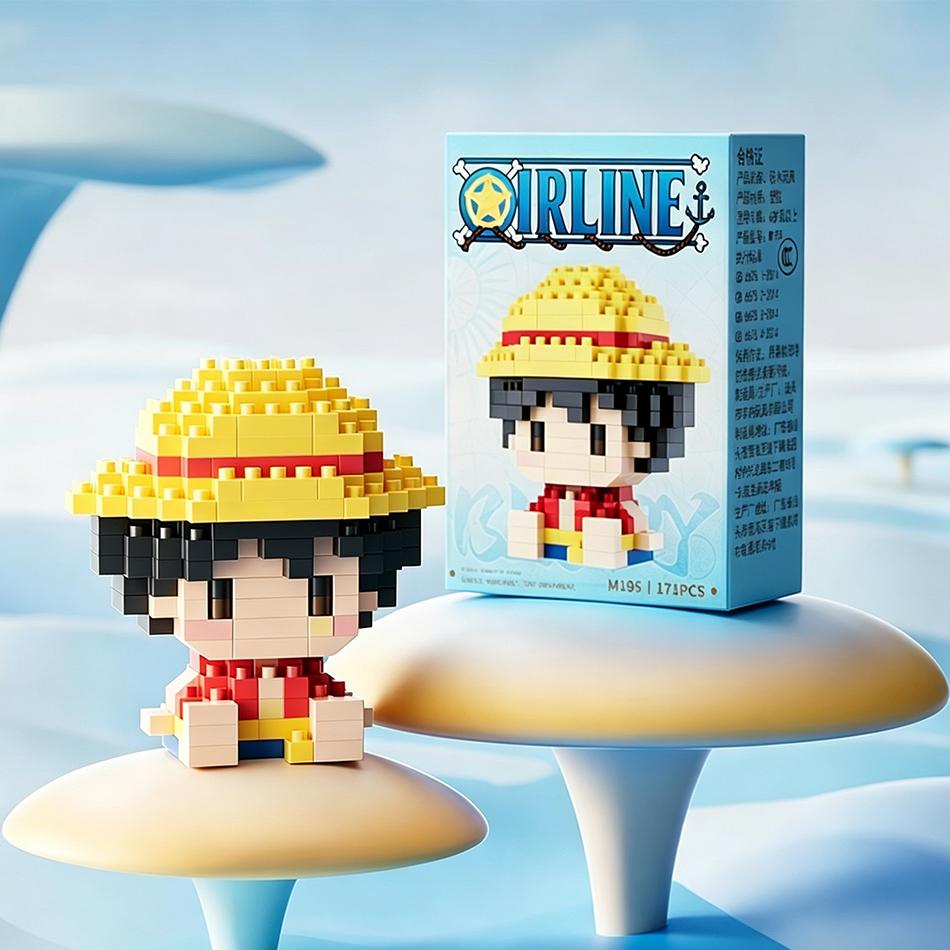New One Piece Sun God Nika Luffy Micro Action Block Chopper Ace Buggy 3D Anime Model Assembly Mini Bricks Figure Toys For Gifts.