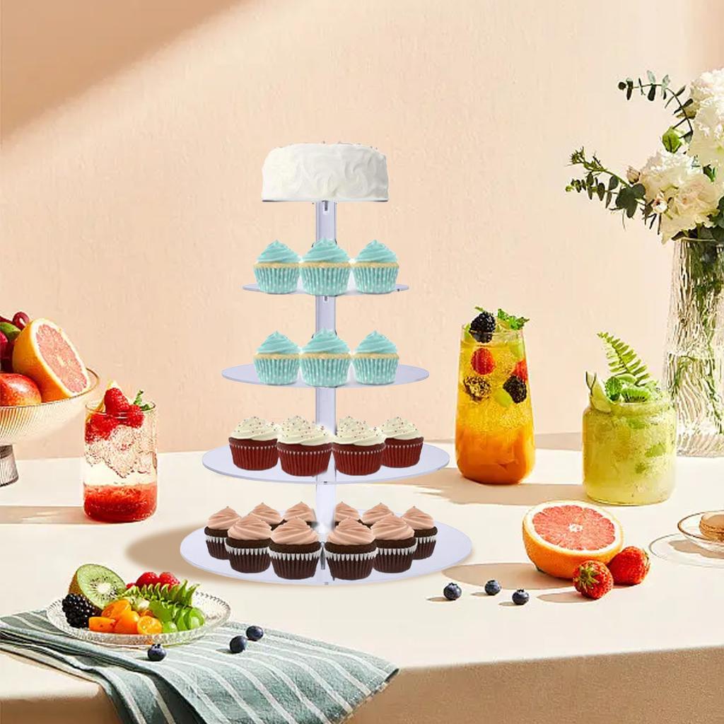 Stojan na cupcaky Vícepatrový kulatý Průhledný akrylový Vysoká stabilita Věž na cupcaky pro vystavení