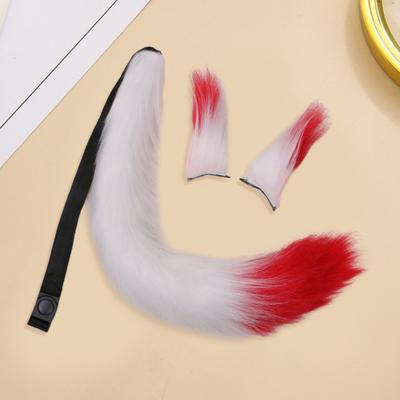 Fox Ears Tail Set Handmade Plush Animal Cosplay Props Realistic Design Role Play Halloween Party Accessories