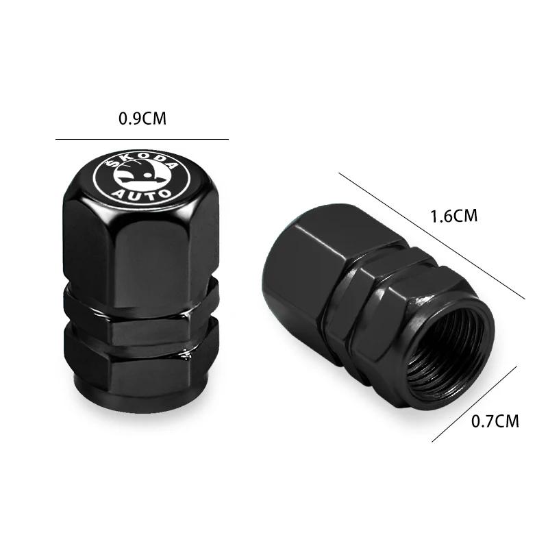 Car Sticker 2025 Hot 4Pcs Car Metal Tire Air Valve Caps For Skoda Octavia Rapid Kodiaq Karoq Fabia Kamiq Superb Derivative Visio