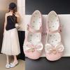 Lolita Sweet Vintage Kawaii Bow High Heels Elegant Princess Leather Shoes Black Women Shoe Low Heel Summer Pumps