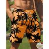 Men's Shorts Black and White Coconut Tree Print Suitable for Vacation