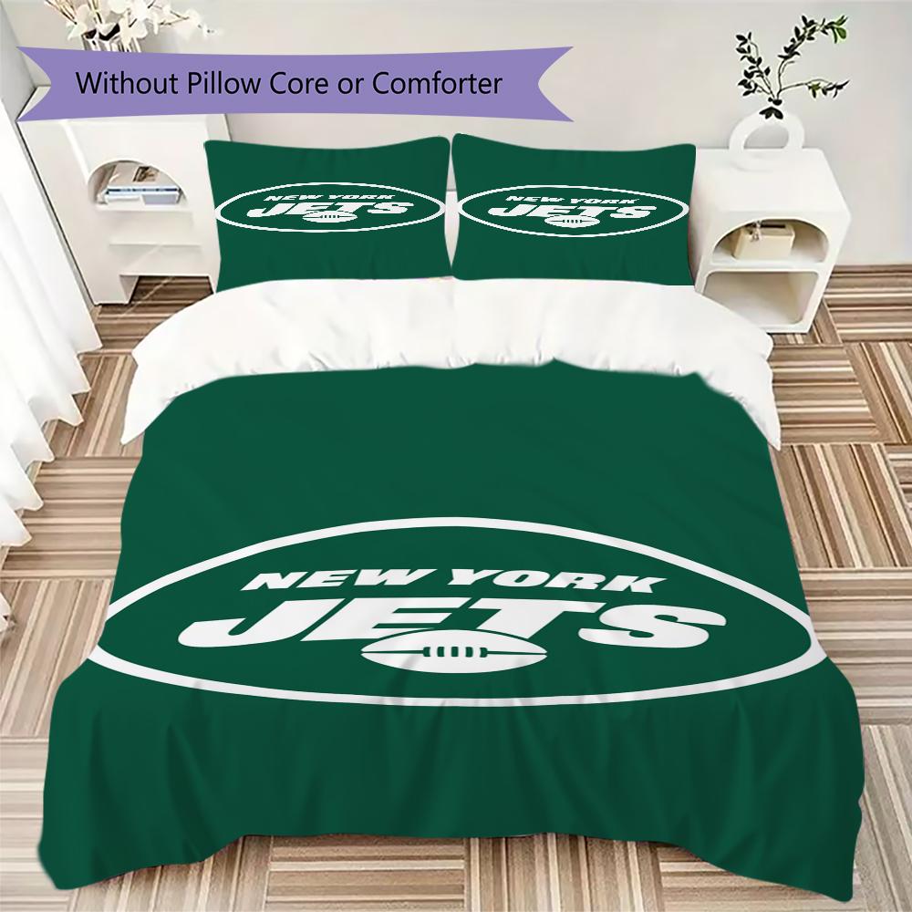 New York Jets Muster Bettwäsche Steppdecken-Set Bettbezug Kissenbezug Heimdekoration Geburtstagsgeschenk (1*Bettbezug + 2*Kissenbezug ohne Füllung)