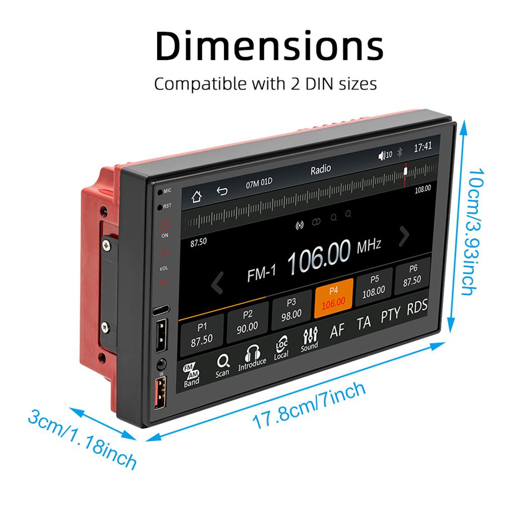 Metal Auto MP5 Player Detachable Subwoofer Type-C Phone Connection Radio