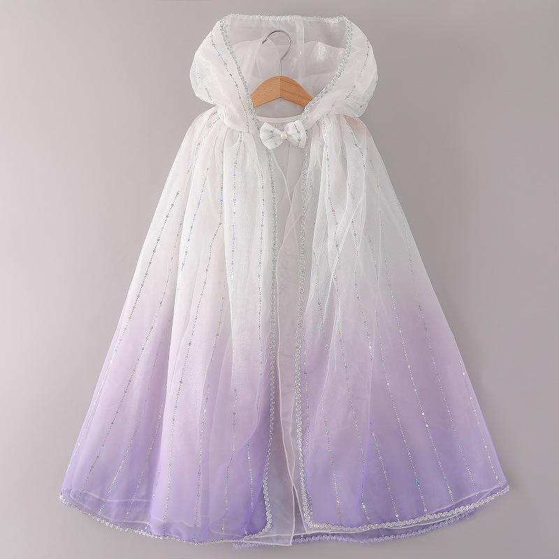 2025 Aisha Sequined Mesh Christmas Cloak for Girls - Lightweight Summer Cape