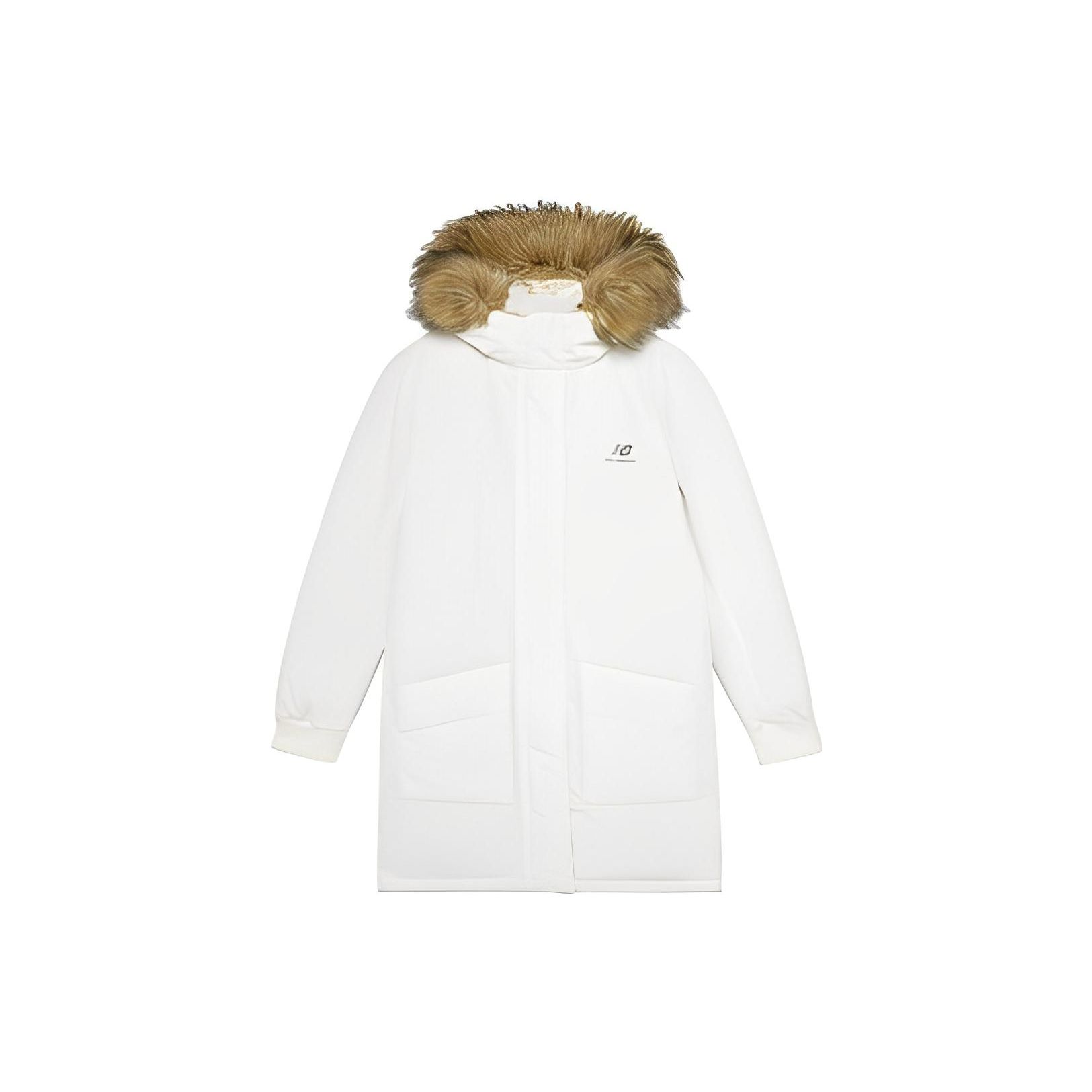 

New Balance однотонный пуховик с капюшоном, принтом логотипа бренда и молнией, женская верхняя одежда, белый AWJ23345-CRM