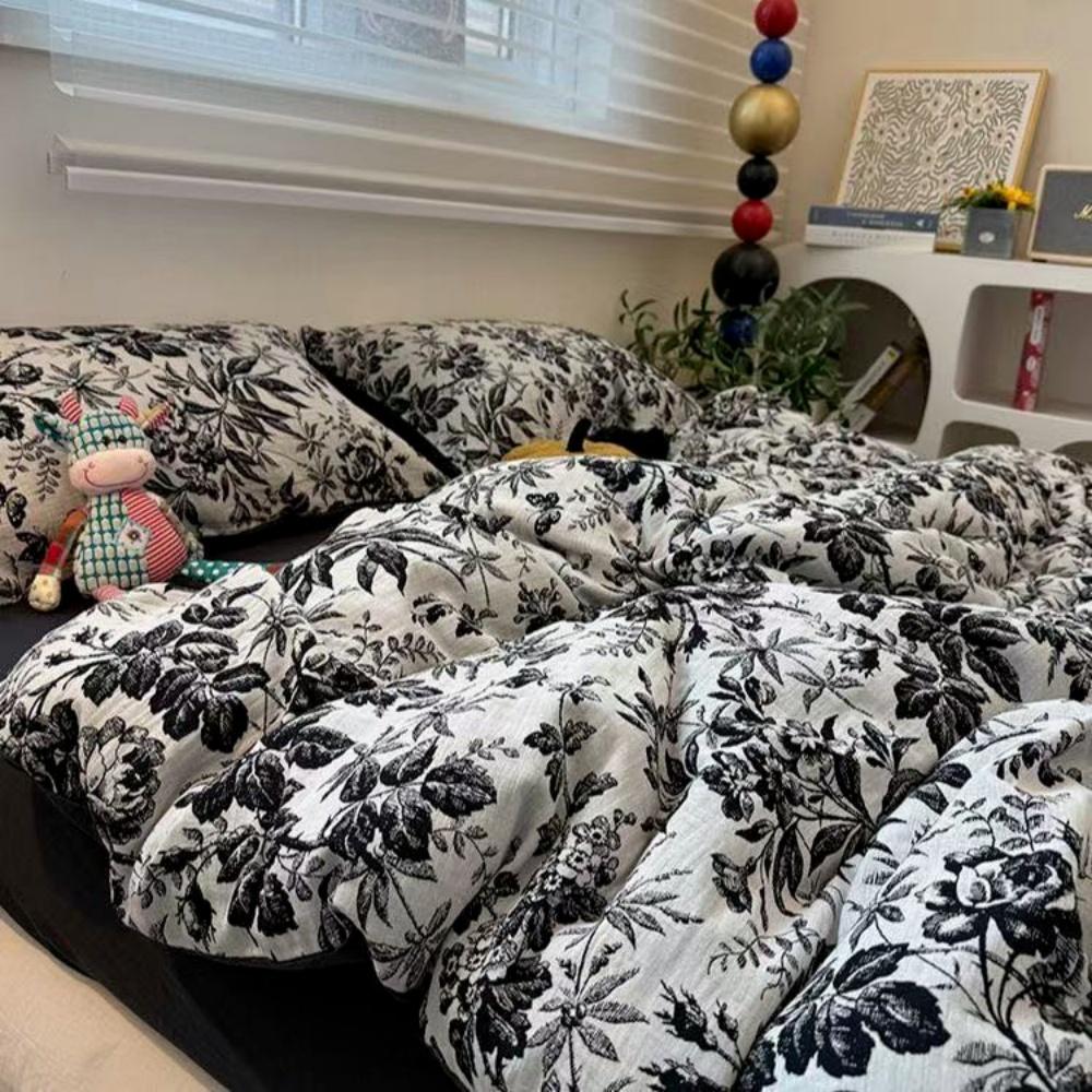 Old Fashion Engraving Floral Washed Cotton Duvet Cover Set Single Twin Full QUEEN Bed 200x200cm