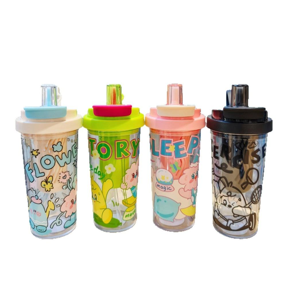 

Cartoon Prints Water Bottle 550ml Water Jugs Portable Drinking Cup зелений