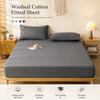 Brushed Washed Cotton Fitted Sheet, All Seasons Full Wrap Mattress Protector Cover with Pillowcase, Dustproof Anti-Dirty Bed Linen