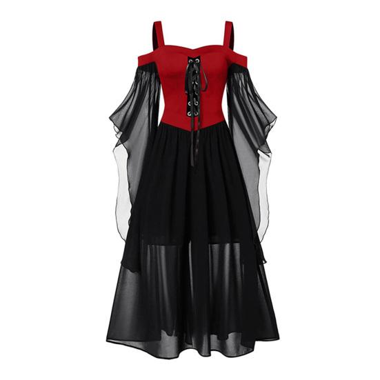 Halloween Costumes Fairy Chiffon Batwing Sleeve Women Maxi Dress A-Line Slip Dress