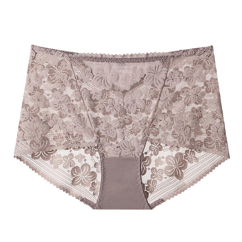 Hip Lift High Waist Hollow Lace Panties Women's Large Size Cotton Bottom Gear Panties