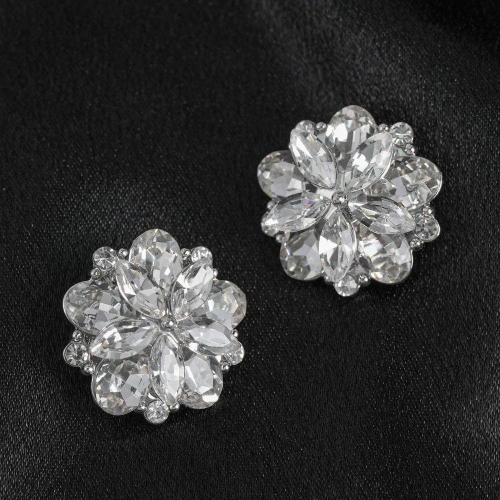 2pcs Diamond Embedded Decorative Buttons Metal Alloy Diamond Layered Buttons  Fur Coat Handmade DIY