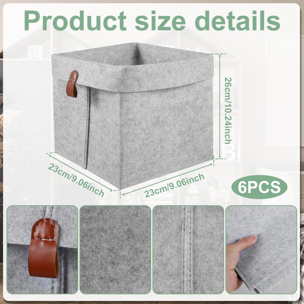 6Pcs Fabric Cube Foldable Storage Organizers Clothes Blanket Organizer Box Closet Storage Bins with Hanging Ring Toys Basket Hot