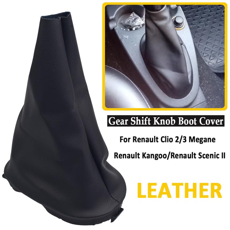 For Renault Clio 2 II Clio 3 III Megane 2 II Scenic 2 II Kangoo Leather Maunal Car Gear Shift Knob Lever With Boot Cover