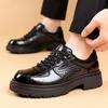 Crocodile-patterned Anti-slip Leather Shoes Men New Designer Casual British Style Solid Color Platform Dress Shoes Man