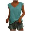 Women's Casual V-Neck Loose Fit T-Shirt Solid Color Cap Sleeve Blouse Tank Tops