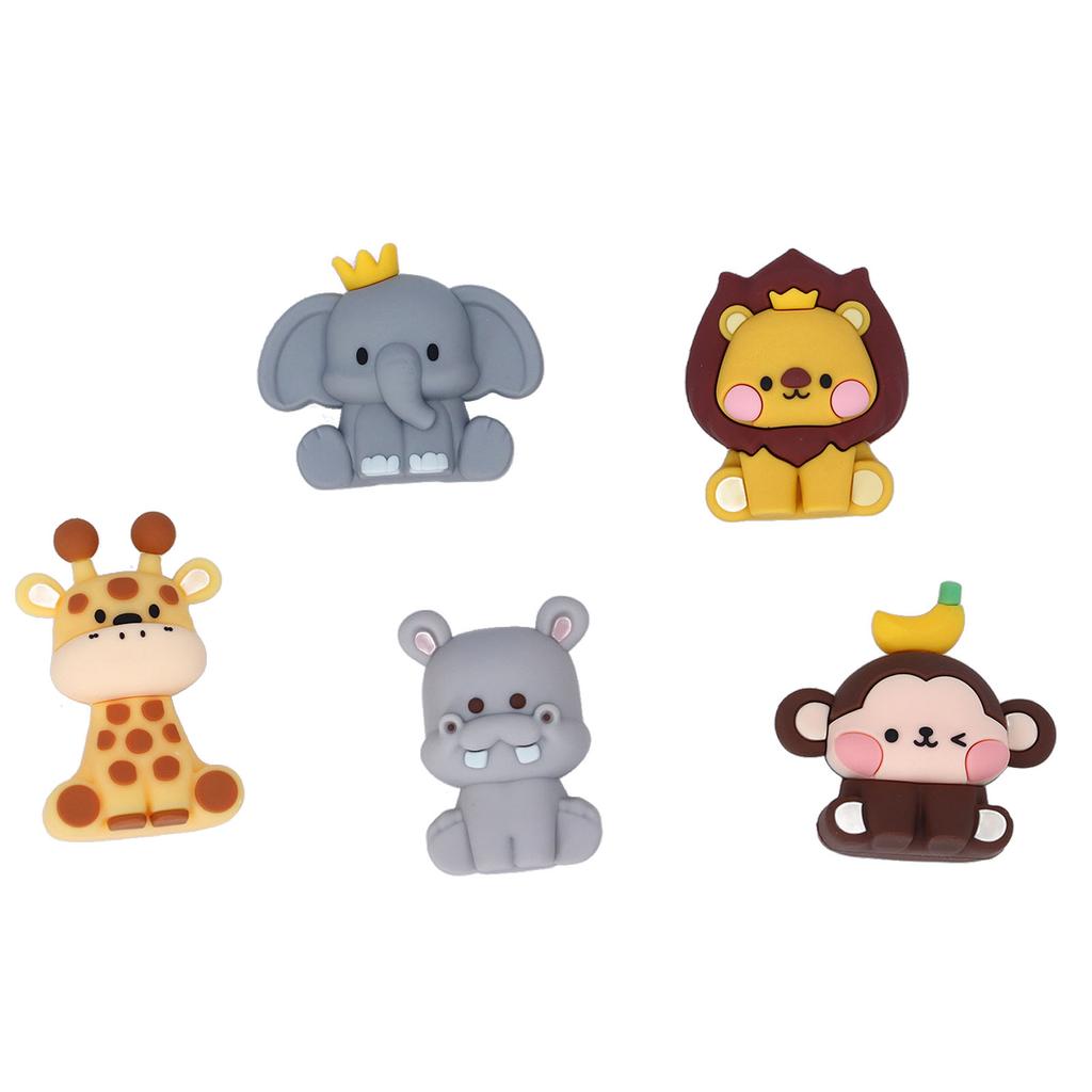 5Pcs Jungle Animal Cake Toppers Safari Figures Cute Decoration Monkey Elephant Giraffe Hippo Lion