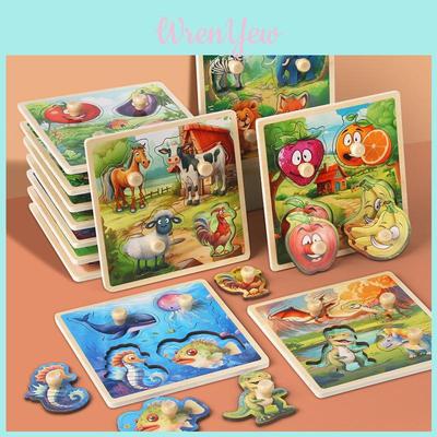 Childrens Wooden Dinosaur 3d Puzzle With Embedded Design For Cognitive Learning