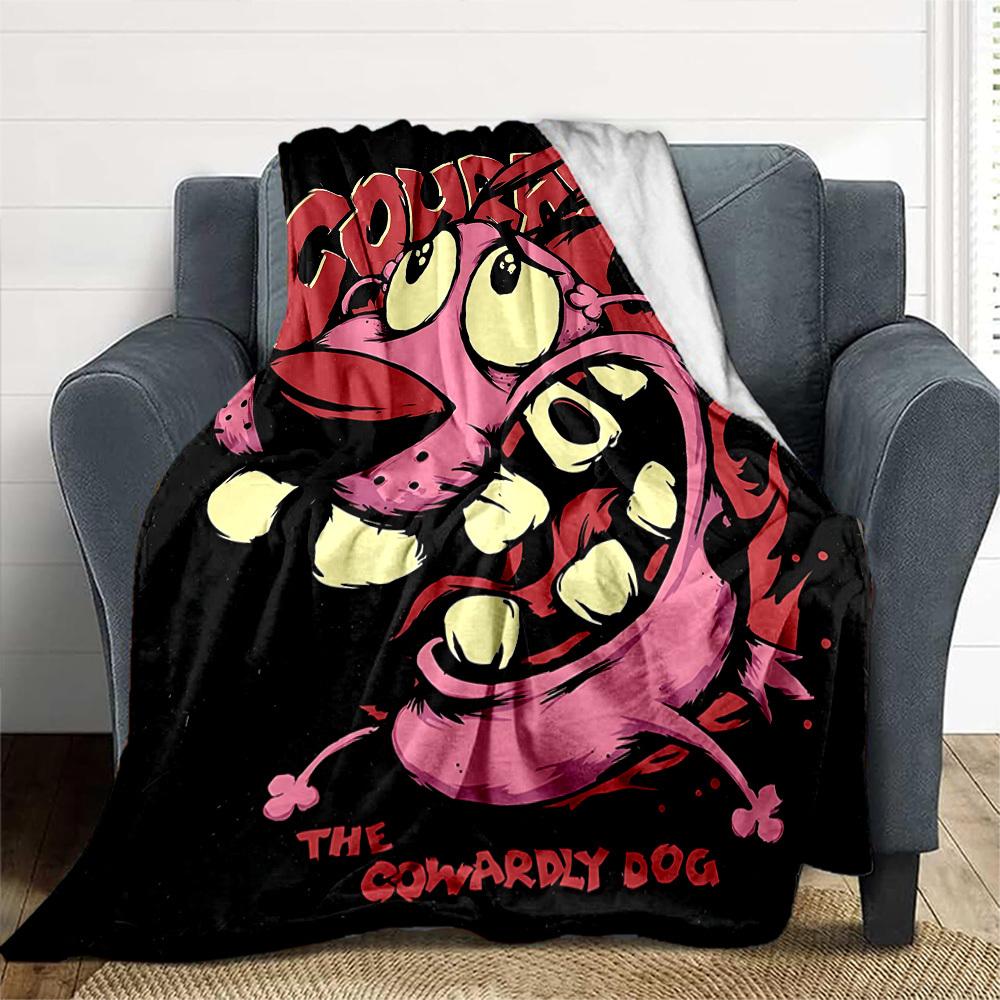 1PC Courage the Cowardly Dog Outdoor Blanket Lightweight Flannel, Soft & Warm, All Season Use for Sofa