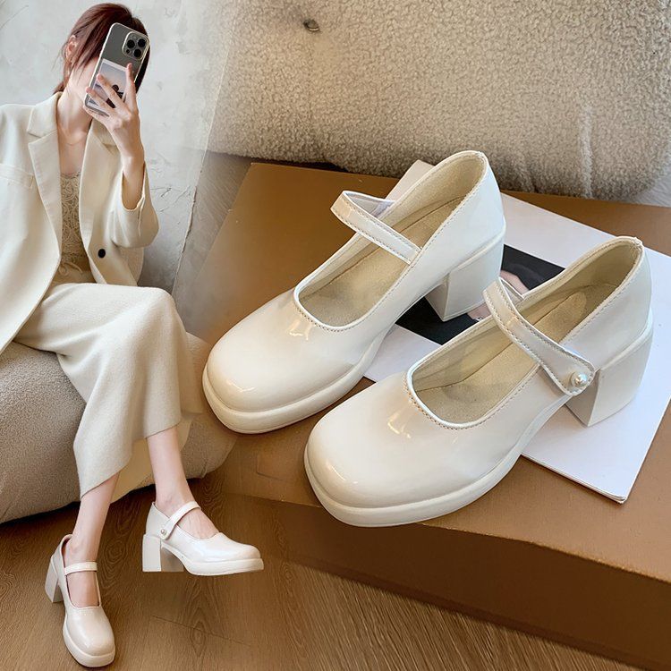 Fashion Comemore High-heeled Single Shoes Solid Leather Fashion Pumps for Women Spring Autumn Platform Mary Jane Heels Women's Shoes