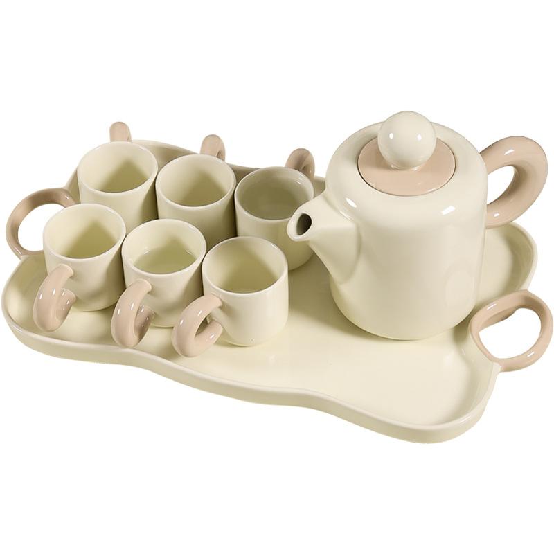 Cremefarbener Wind Keramik Wasserbecher Haushaltsset Teetasse Teekanne Leichter Luxus Wohnzimmer Hochzeit Einweihung Geburtstagsgeschenk