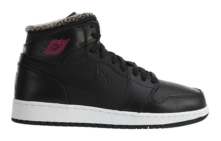 Kids' Sneakers Nike Jordan 1 Retro High Fleece Black Pink (GS) Black/Deadly Pink-White