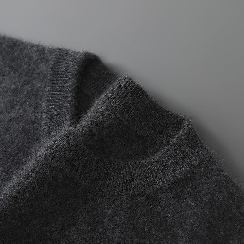 Herrtröja i enfärgad ullstickad casual