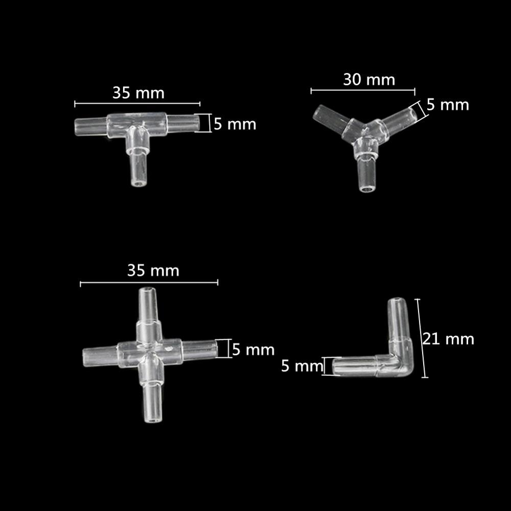 10 Pcs Hose Equal Transparent Acrylic Connectors Tee/Cross/Elbow/Y Shaped Air Tubing Connectors Aquarium Pipe Accessories