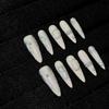 Milky White Hand-painted Press-on Nails, Fully Handmade, Detachable, Silver Accents.