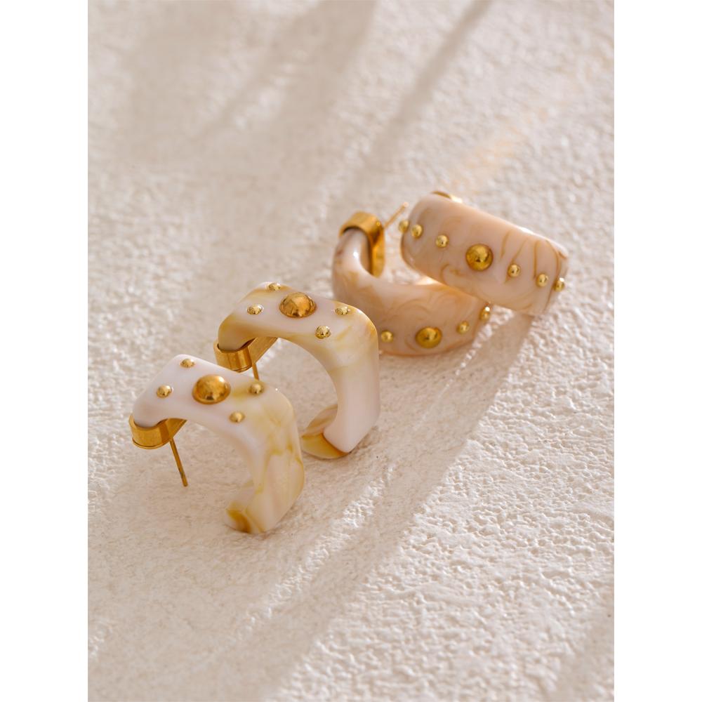 Eetit Stilige Vintage Cowboy Stil Resin C Form Klassiske Geometriske Øredobber Daglige Rustfritt Stål Mote Attraktive Smykker