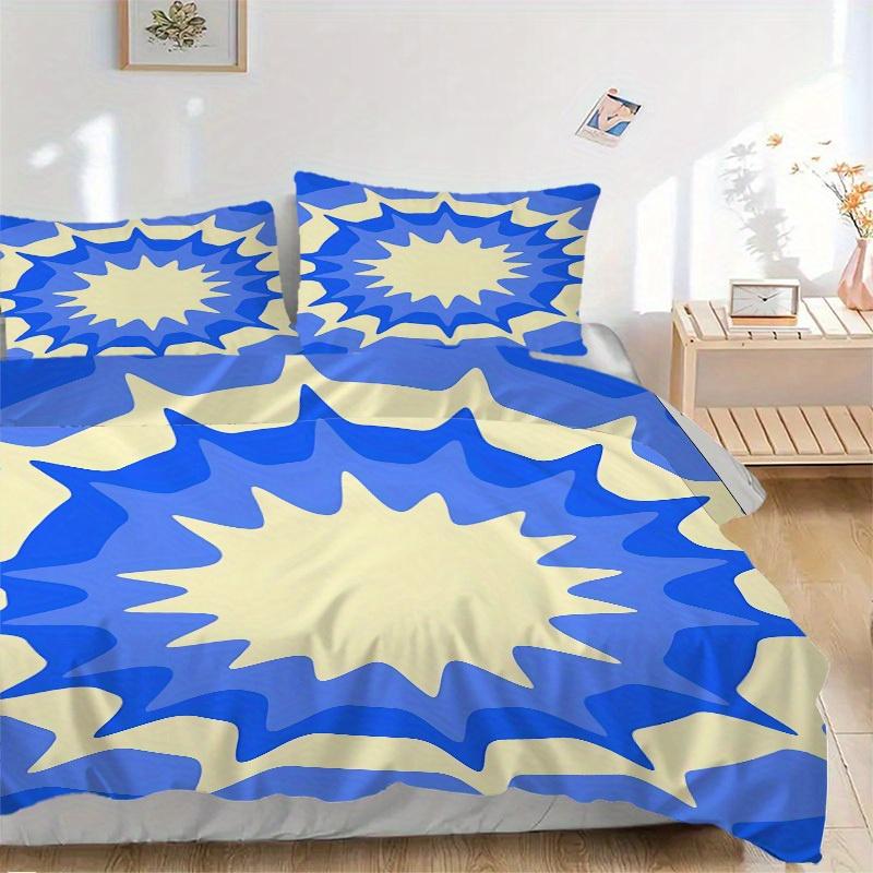 

3 шт. Синий комплект постельного белья с абстрактным принтом, дышащий и мягкий, машинная стирка, рождественский подарок, подходит для украшения спальни, 15194 135x200cm