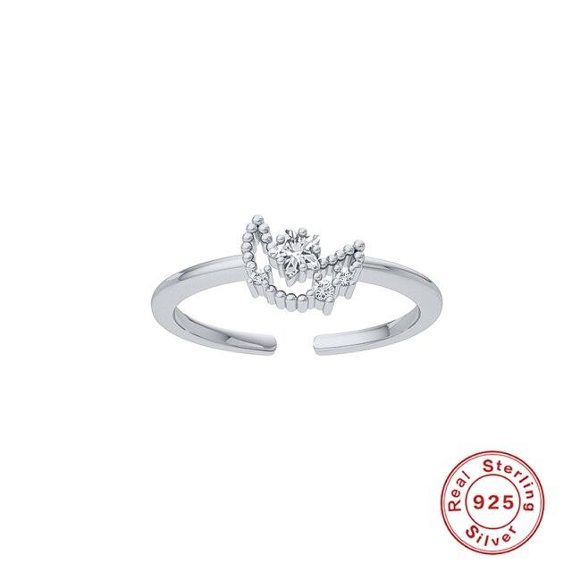 Sterling Silver Sweet Double Layer Star Moon Opening Ring For Women Finger Ring Engagement Wedding Jewelry Wholesale