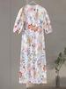 Vintage Blumendruck Lange Lose O-Ausschnitt Laterne Ärmel Weibliche Kleider Hohe Taille Sommer Dame Robe