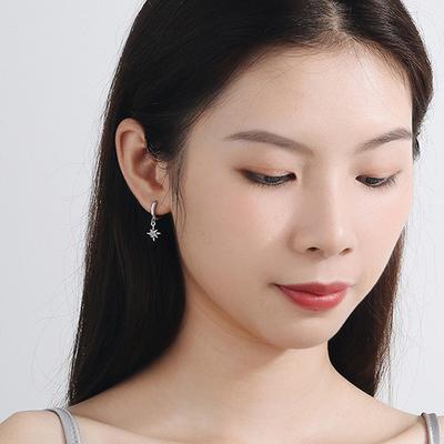Мінімалістичні сережки-пусети у вигляді рисового персонажа-зірки, особистісні, у солодкому та крутому стилі, з темпераментом, модні, з одним діамантом, у формі восьмикутної зірки
