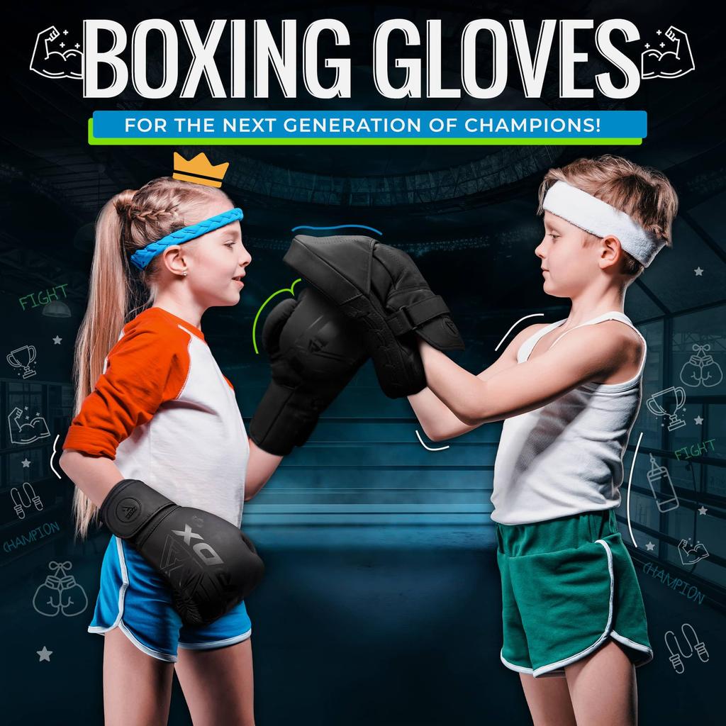 RDX Kids Boxing Muay Mayan Hide Patent Junior Training Punching Focus Thai Punching Gloves Gloves, Sparring, Thai, Leather, Kara, Pending, Mitts,