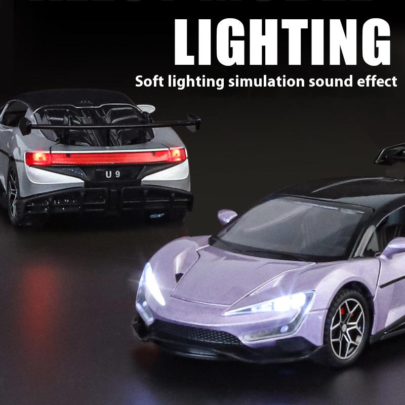 1/32 alloy die-cast BYD U9 sports car model simulation sound and light collection decorations children's toy car boys holiday gifts