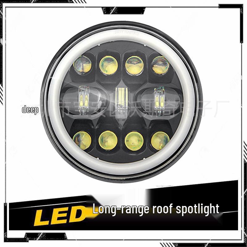 7" LED Headlight 40W for Jeep/Harley, Full Circle with Angel Daytime Running Light, High/Low Beam