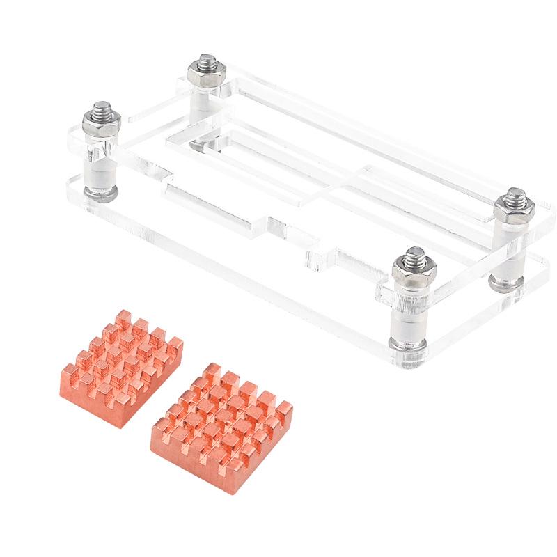 Orange Pi Zero 2W Dev Board with Acrylic Case & Copper Heatsink Set