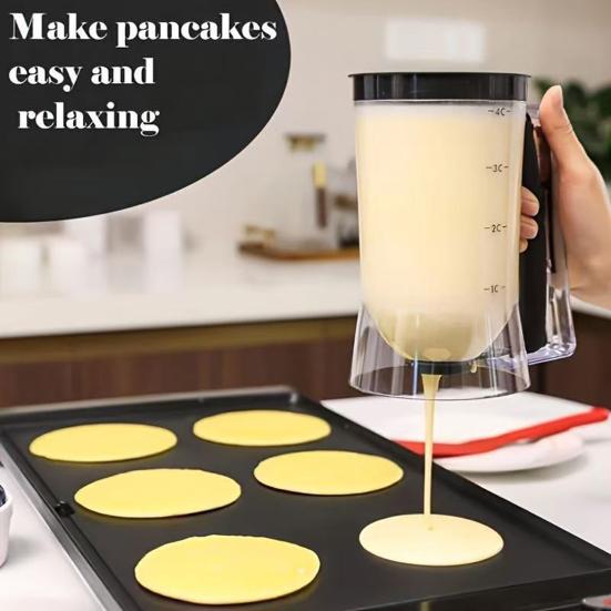 Batter Dispenser for Baking 900ml 4-Cup Measured Container with Quick Release Spout BPA-Free Plastic Batter Pourer for Pancakes Cupcakes Waffles
