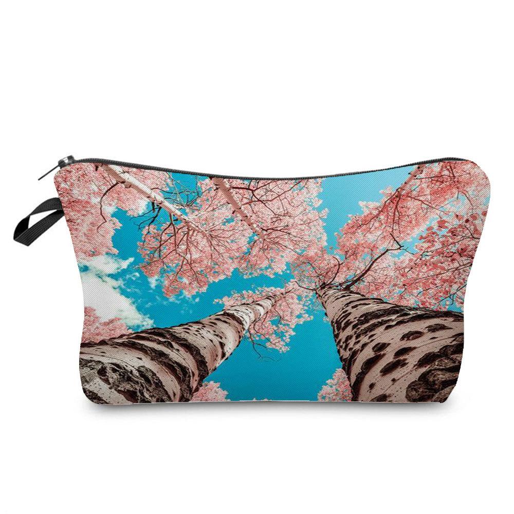 Damen Blumenmuster Kosmetiktasche Toilettenartikel Organizer Reiseaufbewahrungskoffer 6757