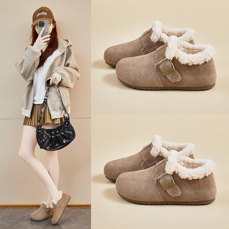 Women's Winter Warm Mini Snow Boots Fuzzy Faux Suede Walking Shoes for Women Casual Anti-Slip Comfortable Platform Short Booties With Faux Fur Lined